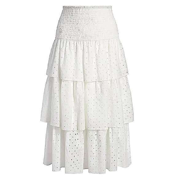 LIKELY x Revolve Hanner Eyelet Lace Tiered Midi Skirt NEW